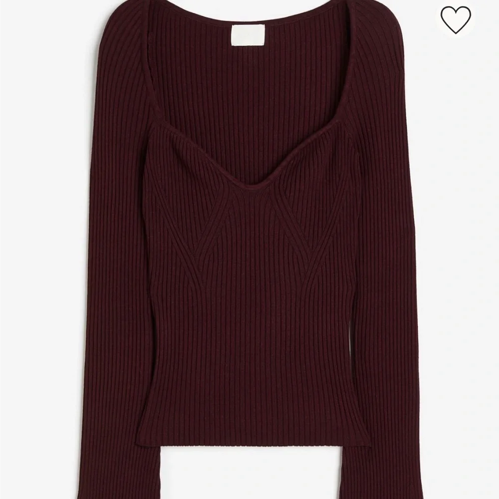 H&M Burgundy Ribbed Long Sleeve Top